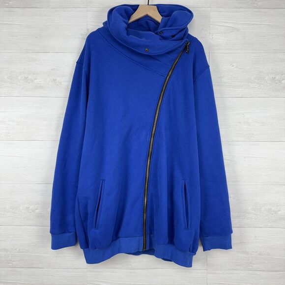 Classic Zoey Zip Cowl Neck Fleece Sweatshirt Women 4XL by Michelle Mae Blue Soft - Picture 1 of 16